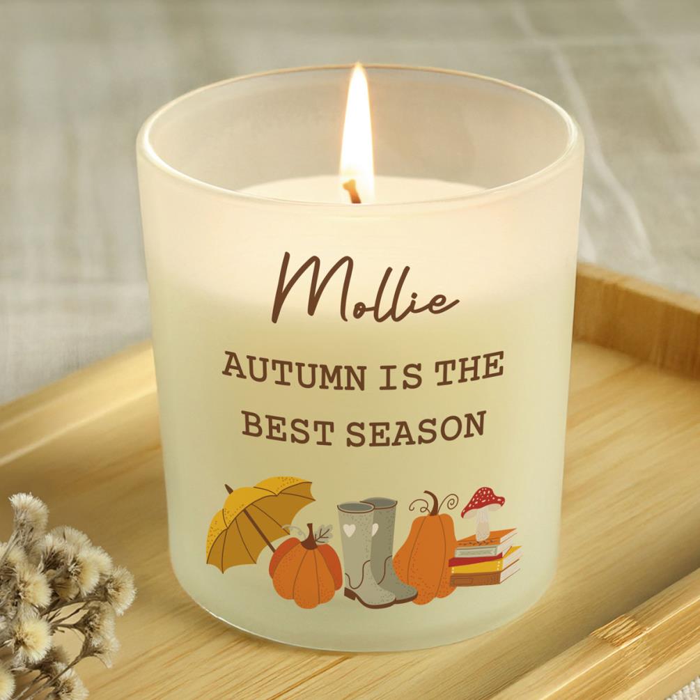 Personalised Pumpkin Frosted Glass Candle Extra Image 2